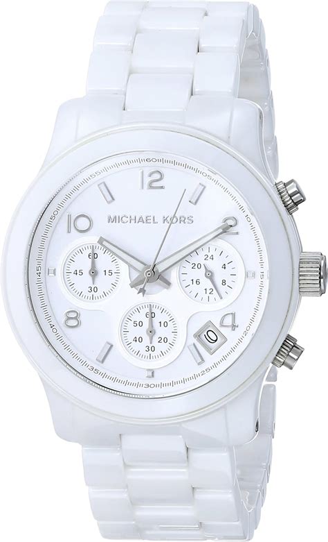 michael kors white watch with rhinestones|mk5161.